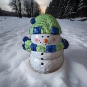 Retired Festive SCENTSY SNOWMAN COOKIE JAR Never Used Gorgeous Large